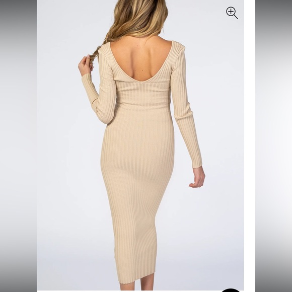 PinkBlush Long sleeve v-neck fitted maxi sweater dress (Maternity/bump friendly) - Picture 4 of 4